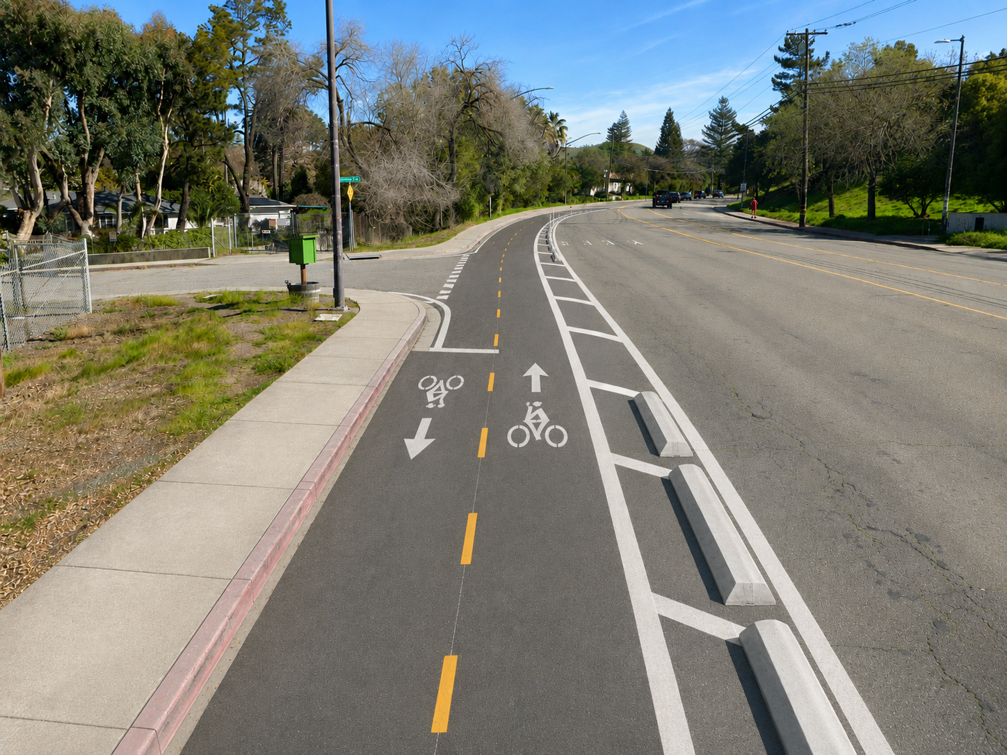 Rendering of a two-way protected bike lane on Rudgear Road